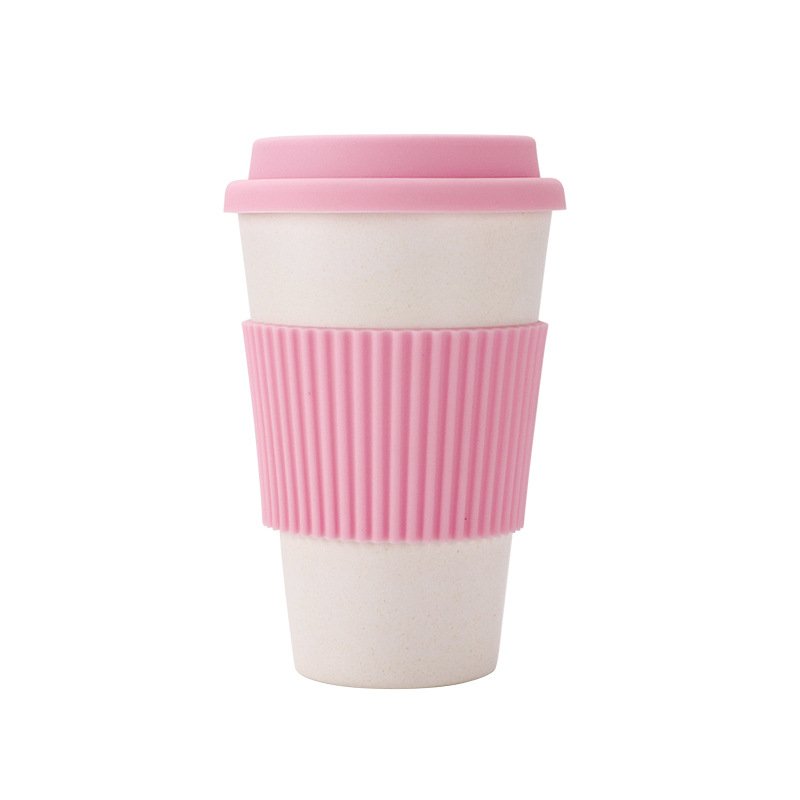 Creative Eco-friendly Custom Printed Reusable recycled Plastic BambooPET RPET Travel Coffee Mug Cup with Silicone Sleeve and Lid