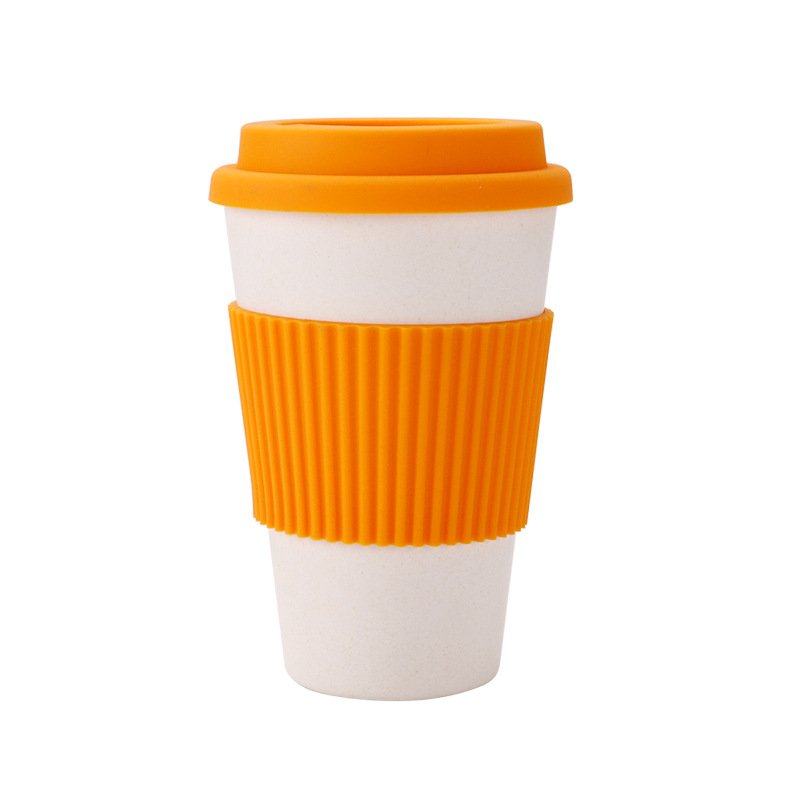 Creative Eco-friendly Custom Printed Reusable recycled Plastic BambooPET RPET Travel Coffee Mug Cup with Silicone Sleeve and Lid