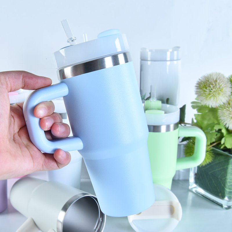 14Oz Stainless Steel Water Bottle Rainbow Colorful Travel Hiking Insulated Double Wall Tumbler Tour Mug With Handle Straw Lids