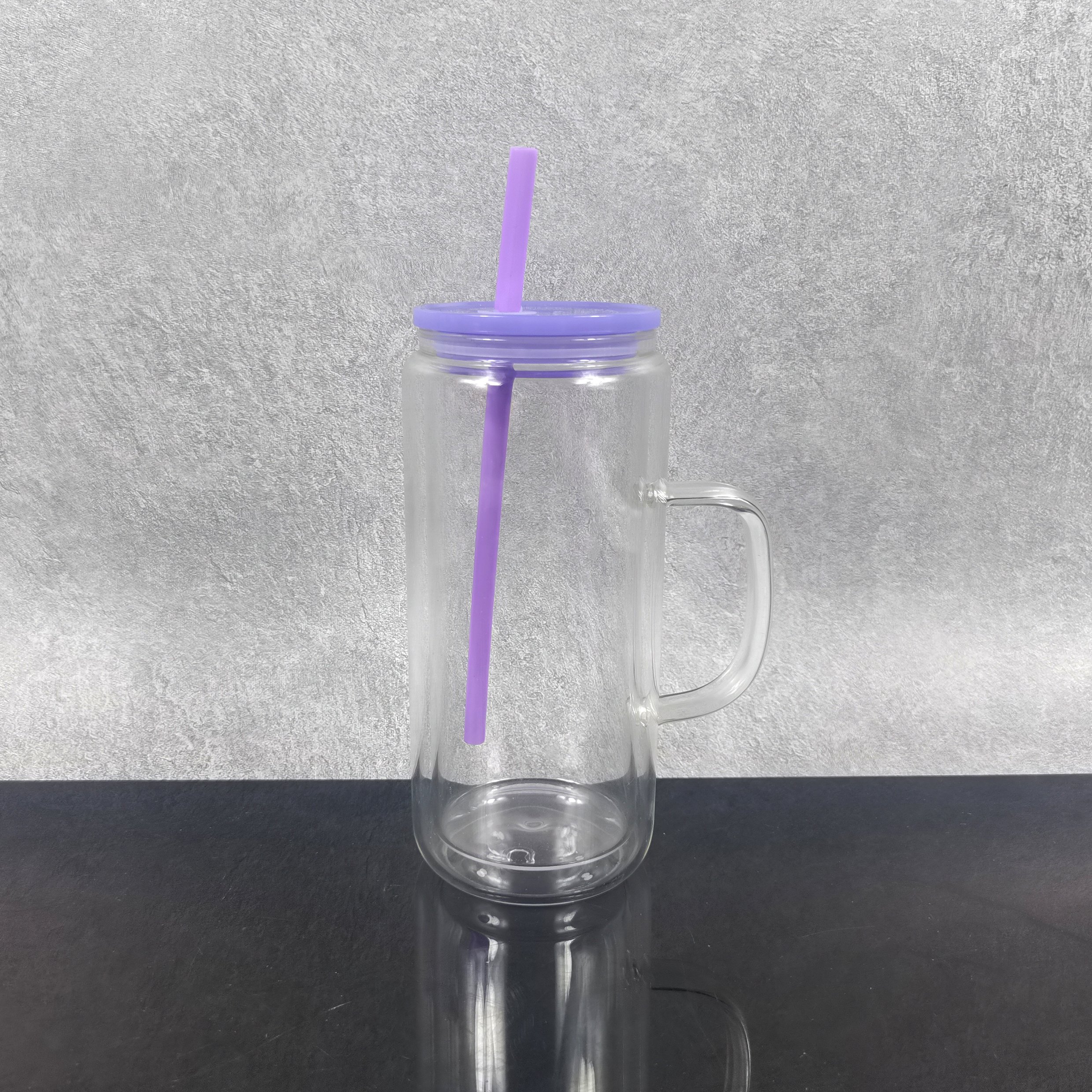 US warehouse 16oz snow globe glass mug 16oz double wall blank sublimation glass can with colorful lids and straws