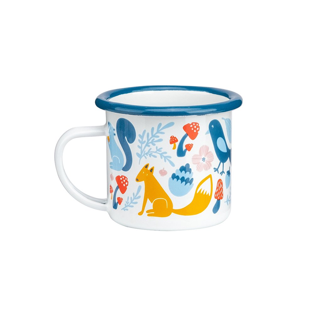 12oz White blue green red yellow black custom logo printed EU outdoor Enamel camp coffee beer cup mug with stainless steel rim