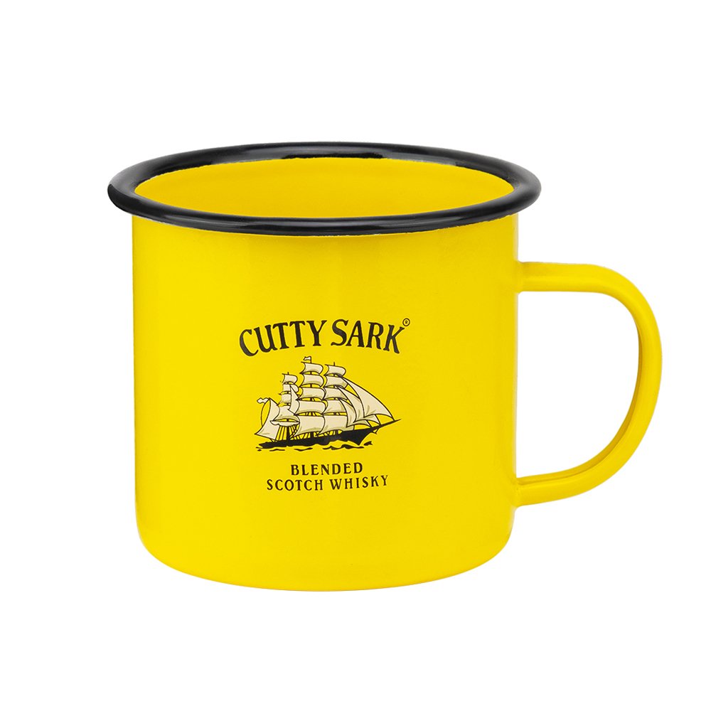12oz White blue green red yellow black custom logo printed EU outdoor Enamel camp coffee beer cup mug with stainless steel rim