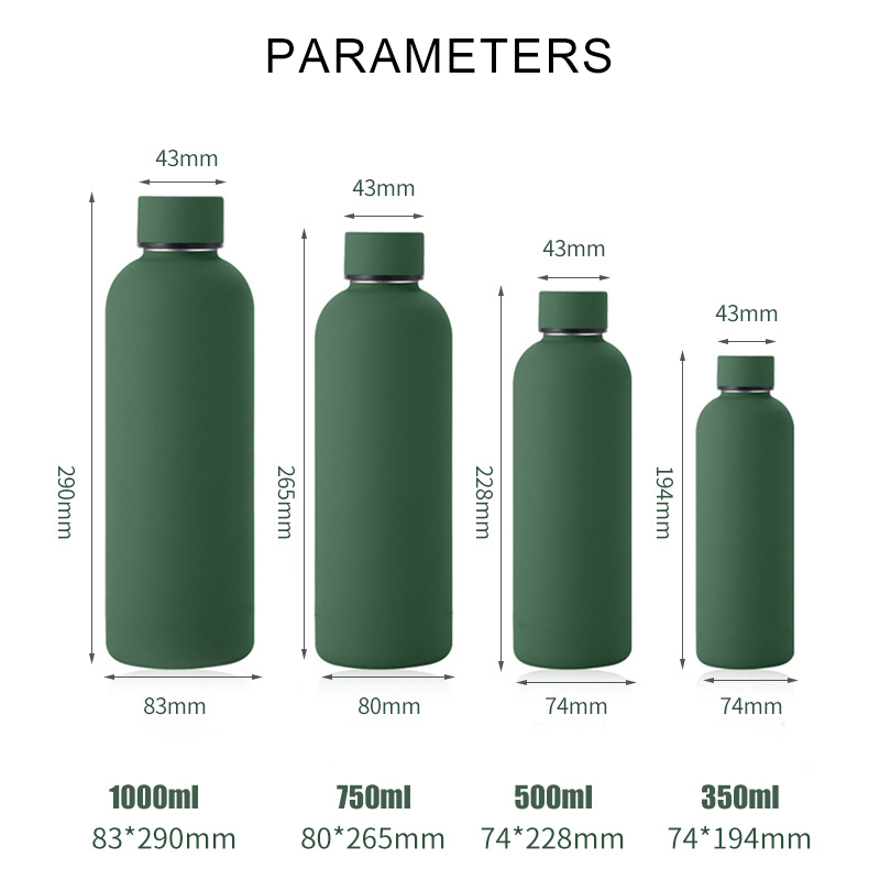 Custom Logo 500ml 750ml 1L Double Wall Vacuum Insulated Metal Flask Small Mouth Stainless Steel Water Bottle Thermos