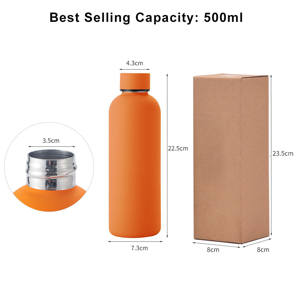 Custom Logo 500ml 750ml 1L Double Wall Vacuum Insulated Metal Flask Small Mouth Stainless Steel Water Bottle Thermos