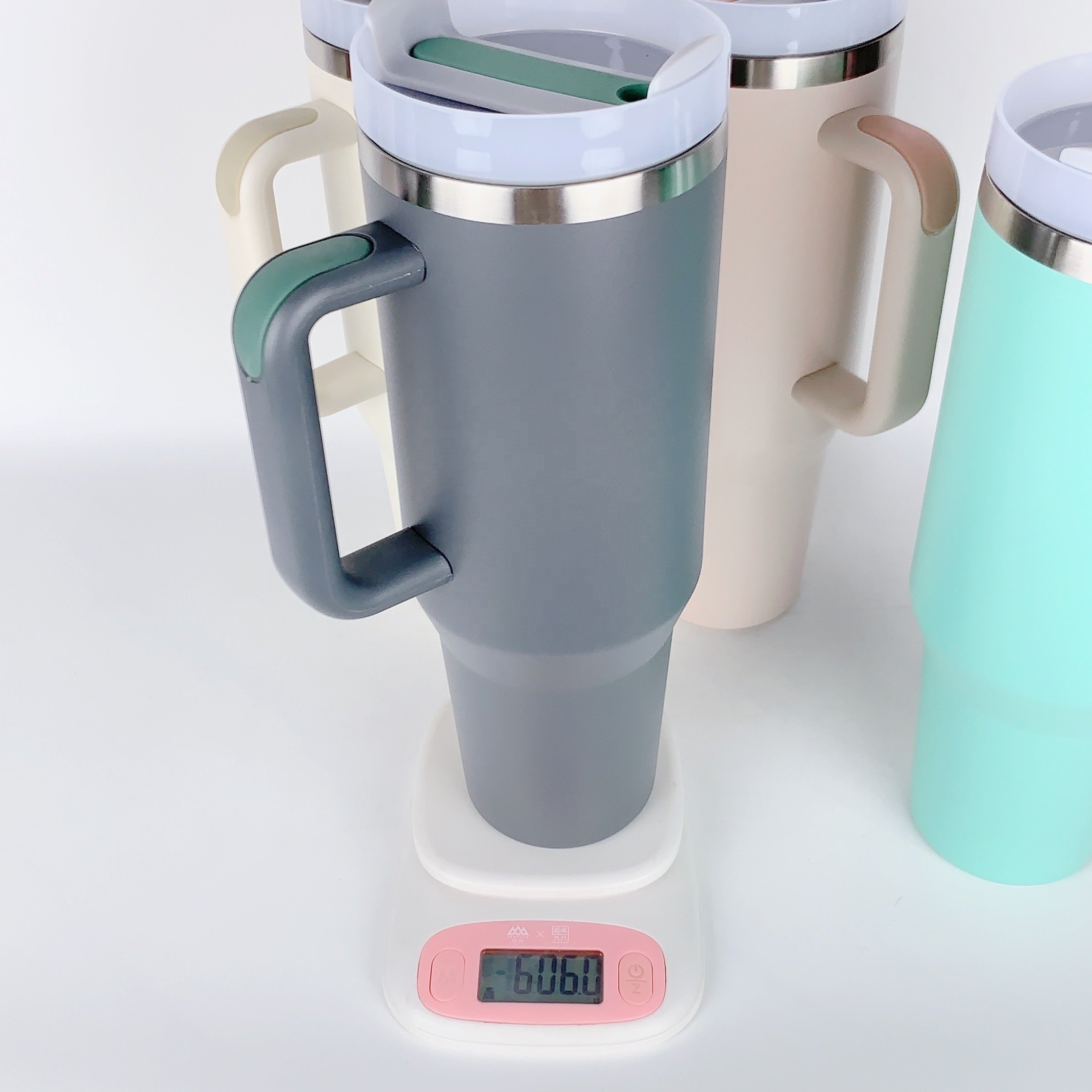 50oz Stainless Steel Tumbler Reusable Vacuum Flask Adventure Big Ice Coffee Mug with Handle and Straw
