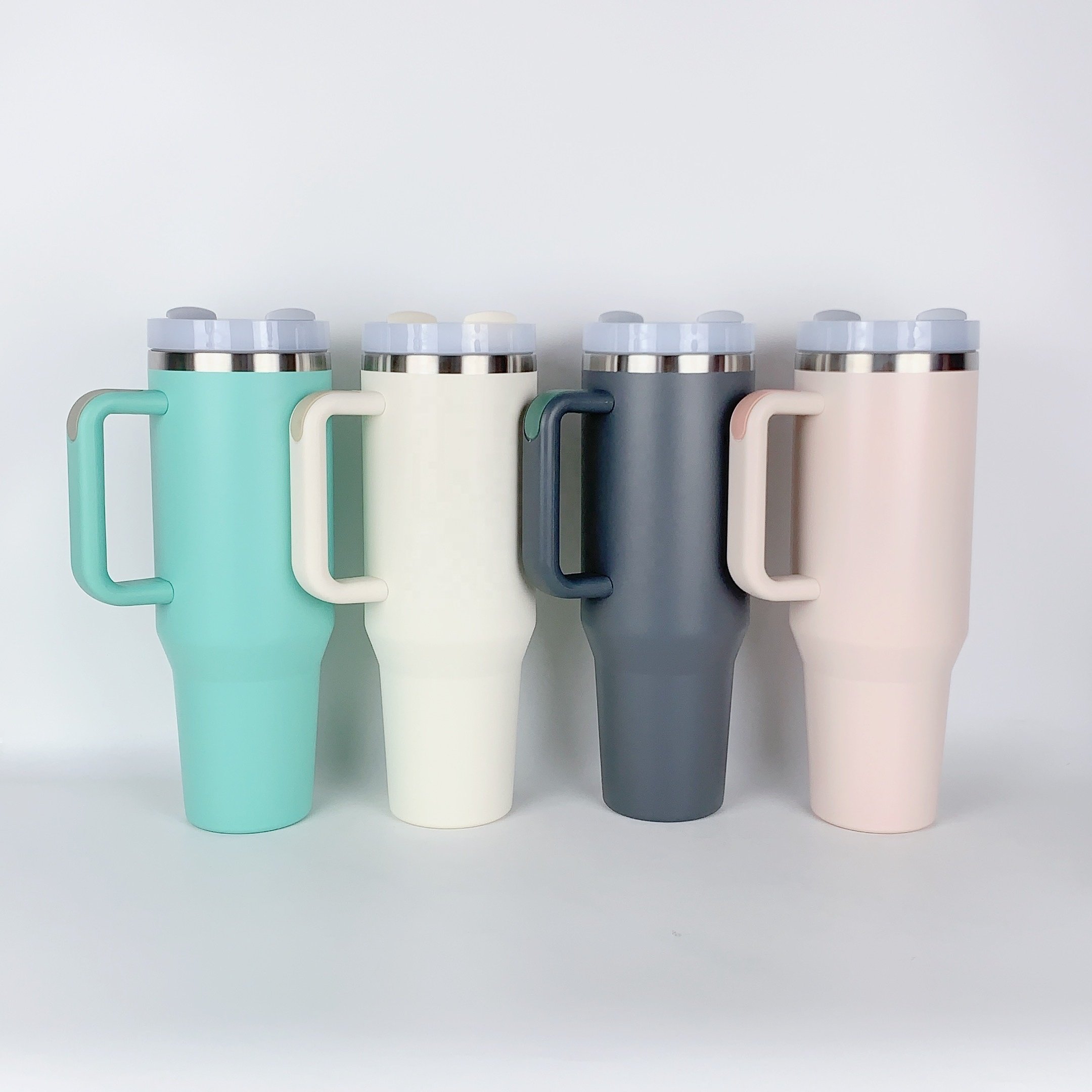 50oz Stainless Steel Tumbler Reusable Vacuum Flask Adventure Big Ice Coffee Mug with Handle and Straw