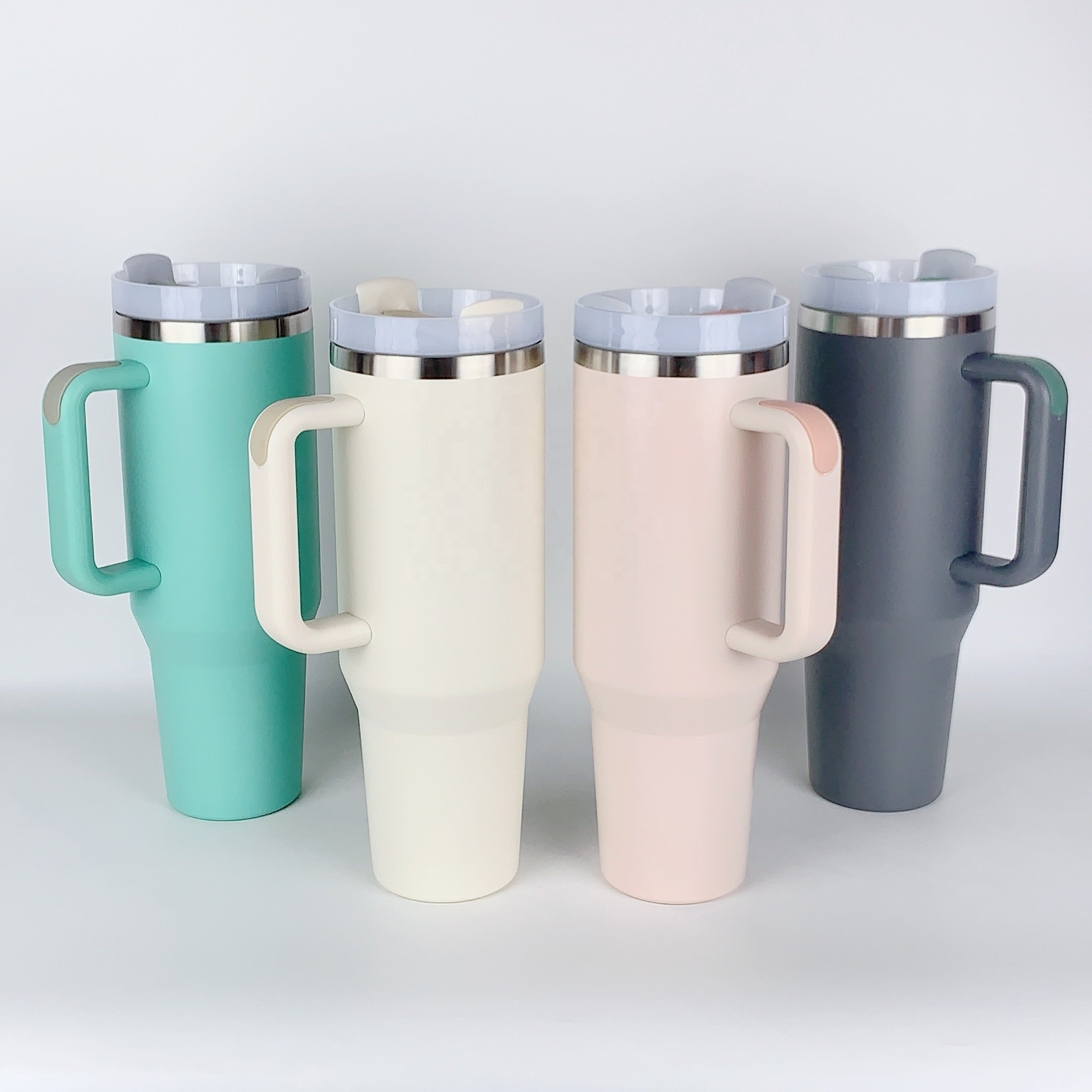 50oz Stainless Steel Tumbler Reusable Vacuum Flask Adventure Big Ice Coffee Mug with Handle and Straw