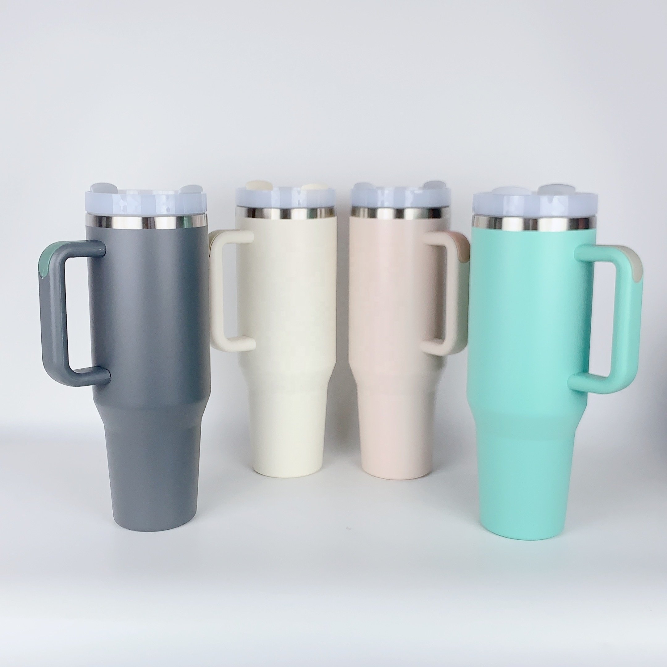 50oz Stainless Steel Tumbler Reusable Vacuum Flask Adventure Big Ice Coffee Mug with Handle and Straw