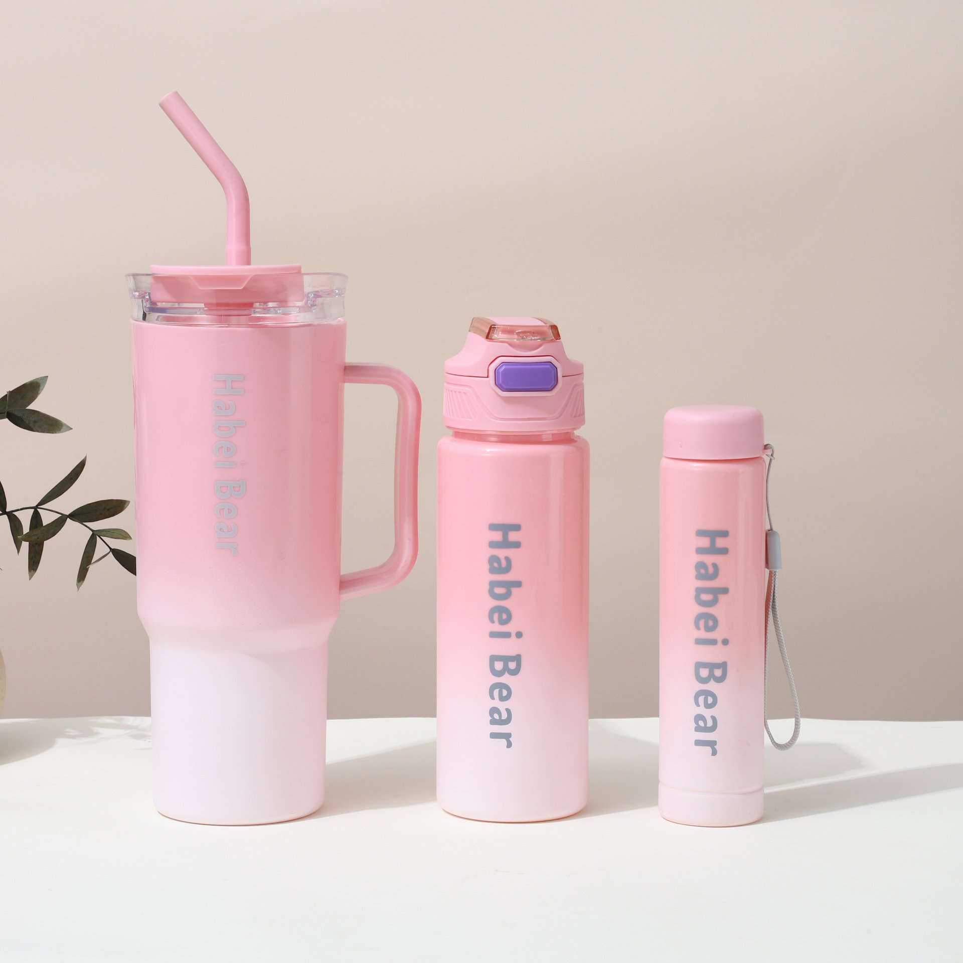 MAIMA Wholesale Three Suit Water Bottle With Lid And Straw Water Bottle 3pcs Portable Drinking 40oz Plastic Tumbler With Handle
