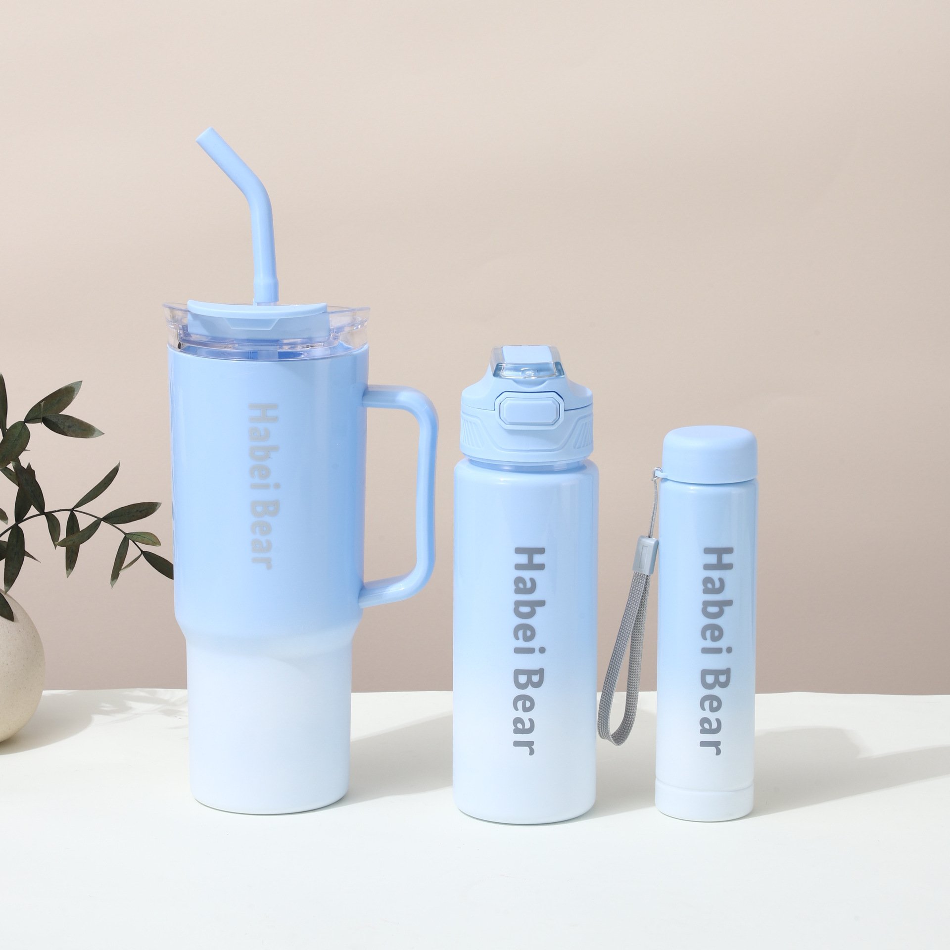 MAIMA Wholesale Three Suit Water Bottle With Lid And Straw Water Bottle 3pcs Portable Drinking 40oz Plastic Tumbler With Handle