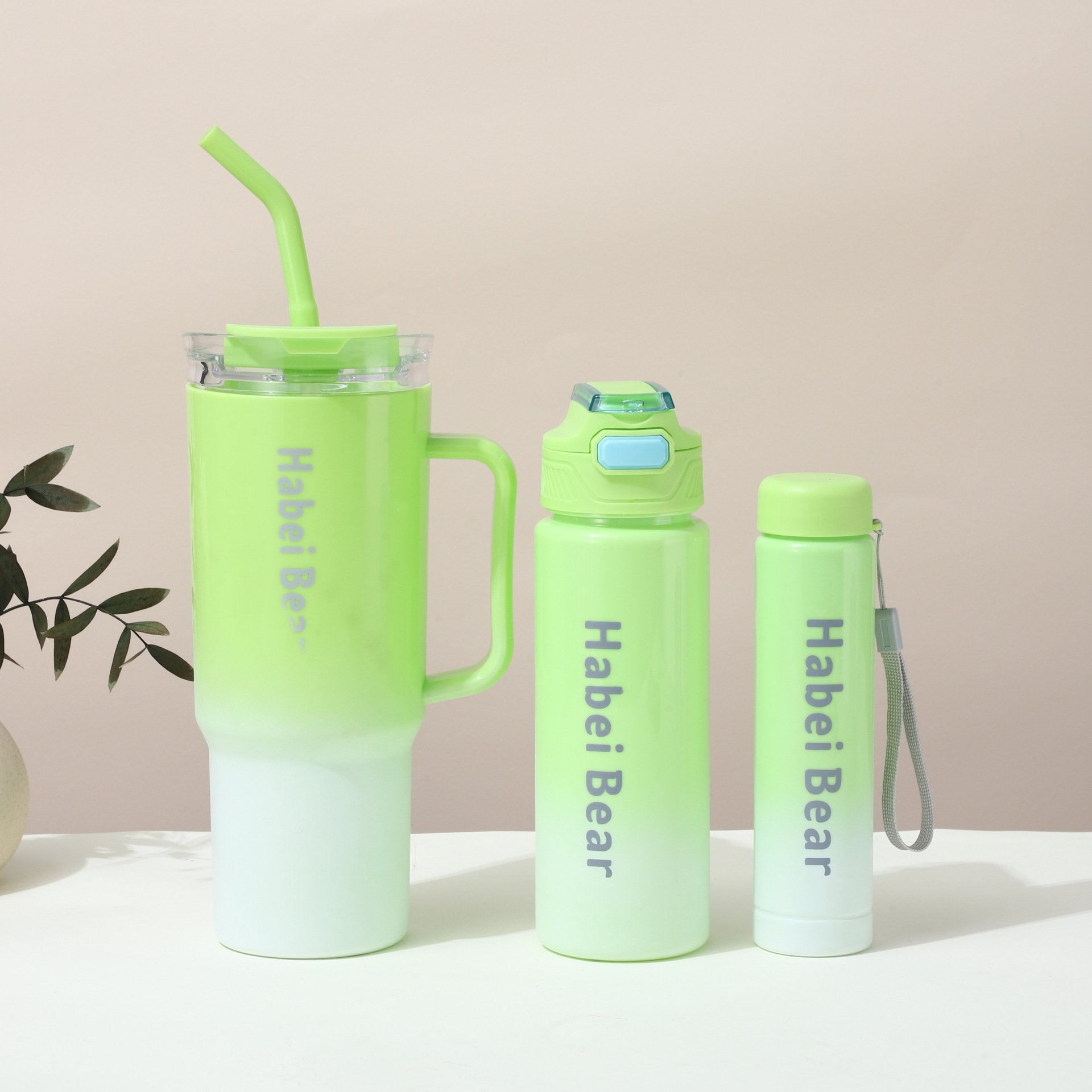 MAIMA Wholesale Three Suit Water Bottle With Lid And Straw Water Bottle 3pcs Portable Drinking 40oz Plastic Tumbler With Handle