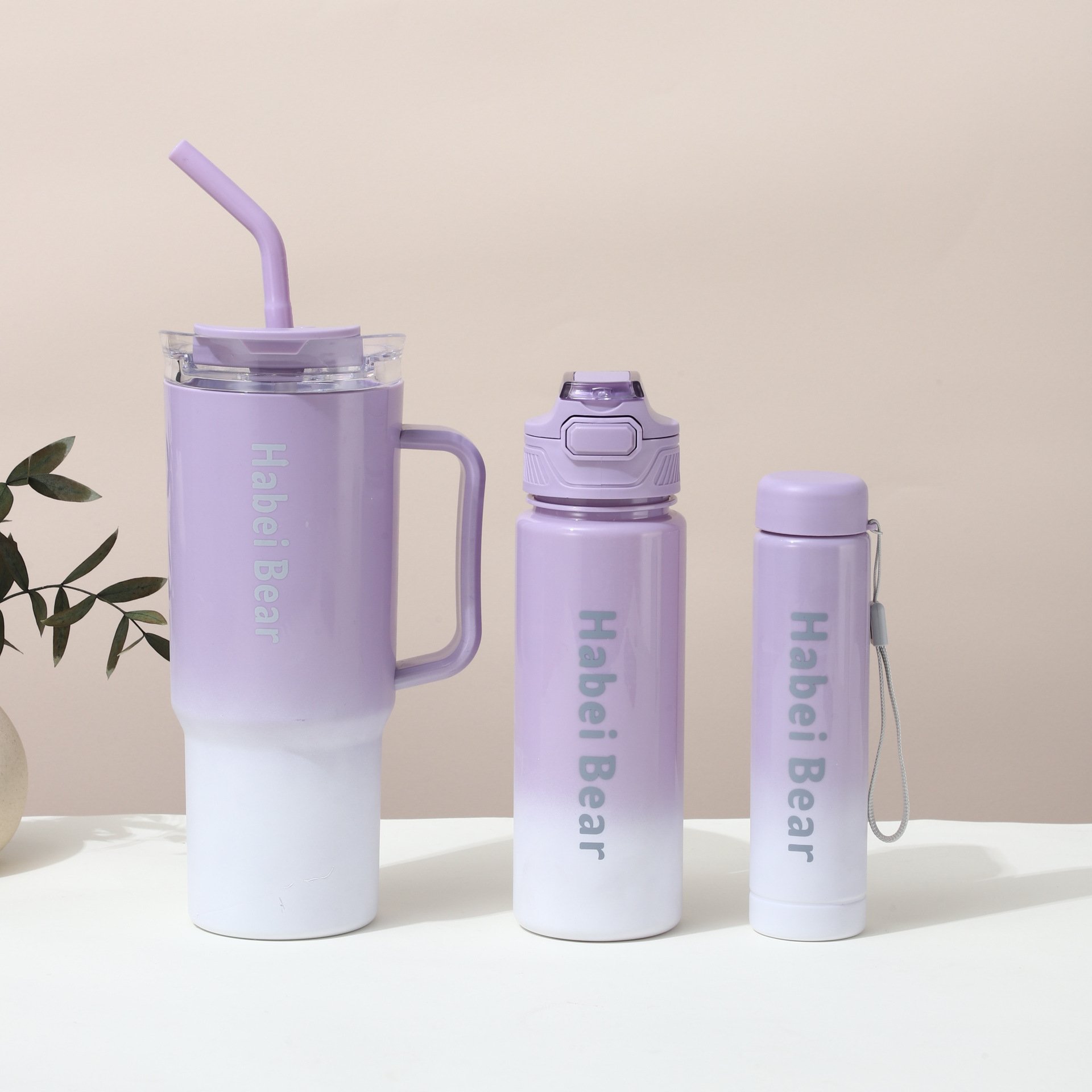 MAIMA Wholesale Three Suit Water Bottle With Lid And Straw Water Bottle 3pcs Portable Drinking 40oz Plastic Tumbler With Handle