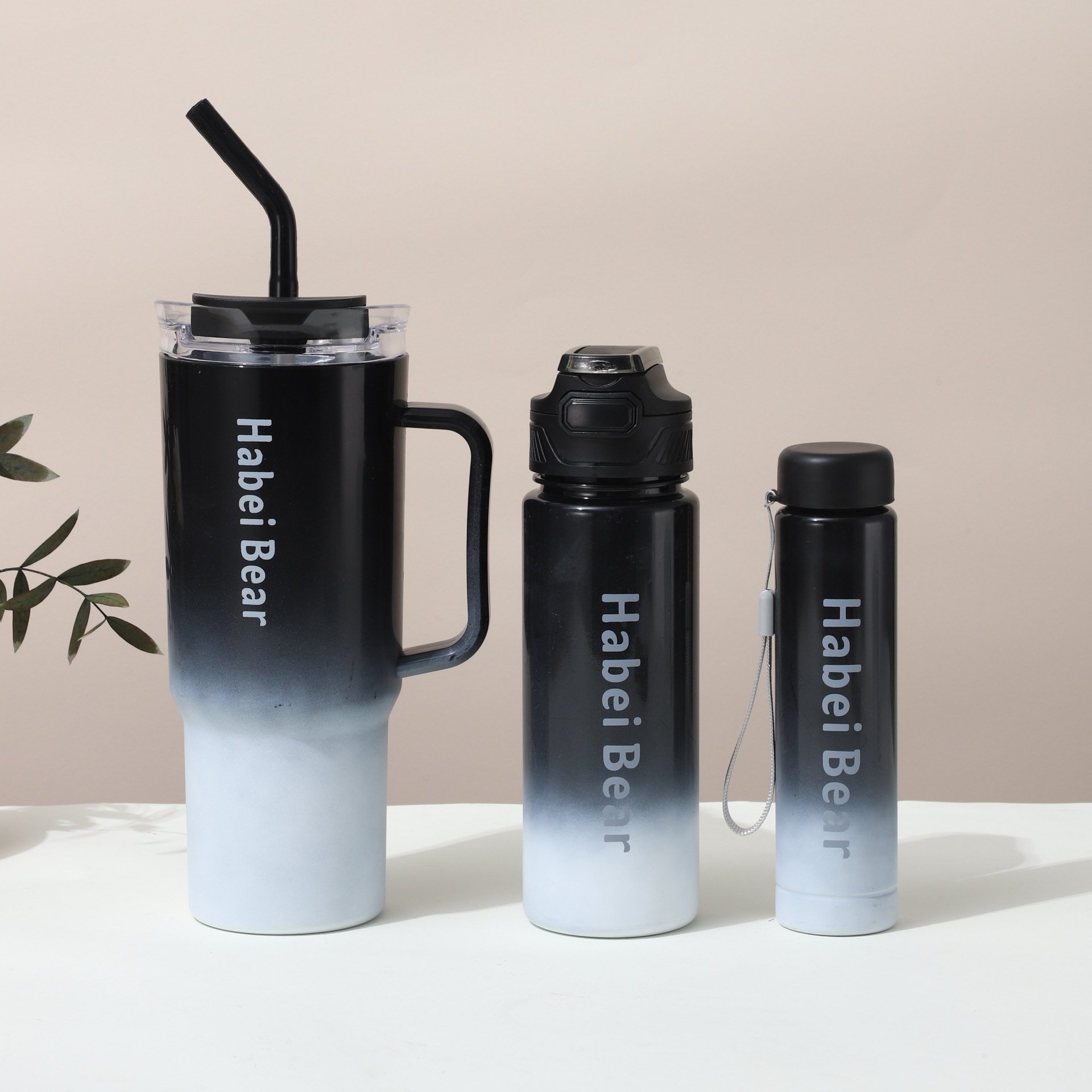 MAIMA Wholesale Three Suit Water Bottle With Lid And Straw Water Bottle 3pcs Portable Drinking 40oz Plastic Tumbler With Handle