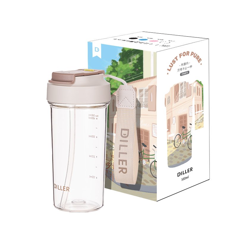 DILLER Factory Direct Custom logo 580ML Minimalist Design Sports Water Bottle BPA-Free Plastic Travel Mug