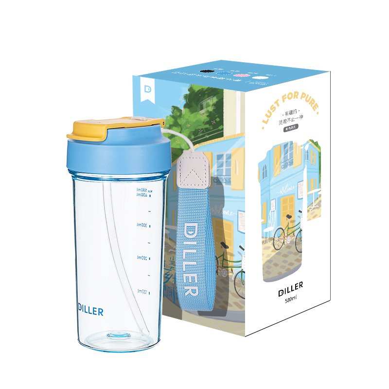 DILLER Factory Direct Custom logo 580ML Minimalist Design Sports Water Bottle BPA-Free Plastic Travel Mug
