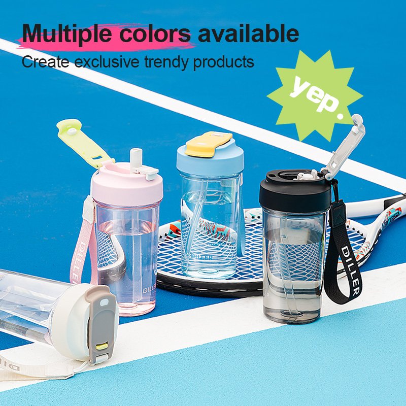 DILLER Factory Direct Custom logo 580ML Minimalist Design Sports Water Bottle BPA-Free Plastic Travel Mug