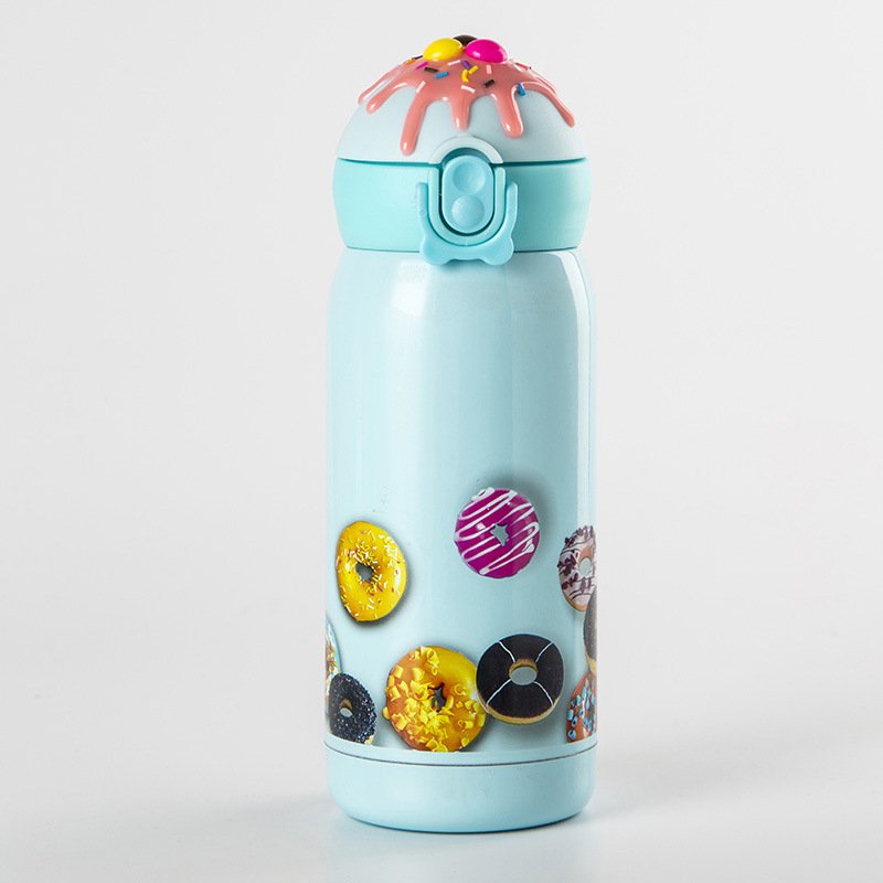Creative Cartoon Donuts Thermos Bottle Stainless Steel Flask With Rope Vacuum Insulated Water Bottles Thermo Cup