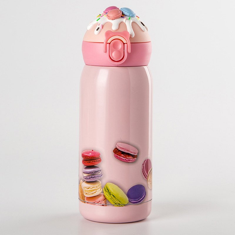 Creative Cartoon Donuts Thermos Bottle Stainless Steel Flask With Rope Vacuum Insulated Water Bottles Thermo Cup