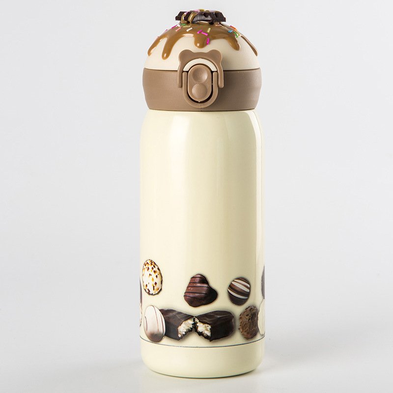 Creative Cartoon Donuts Thermos Bottle Stainless Steel Flask With Rope Vacuum Insulated Water Bottles Thermo Cup