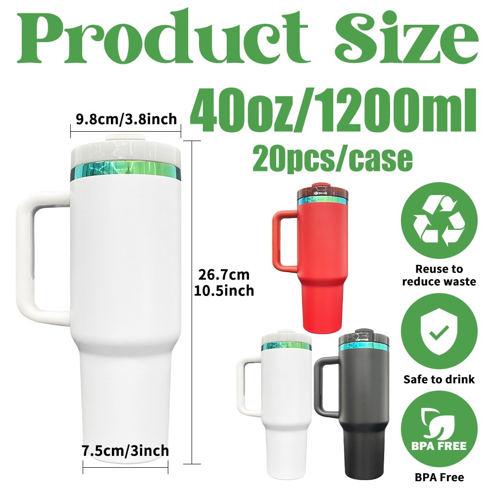 Best Xmas gift 40oz red white black powder tumbler mirror green plated large capacity water bottle coffee mug for laser engrave