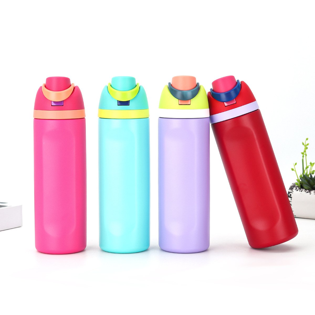 Owal Bpa-free Sport Water Bottle 24oz 32oz 19oz Insulated Stainless Steel Freesip Water Bottle With Straw For Sports And Travel