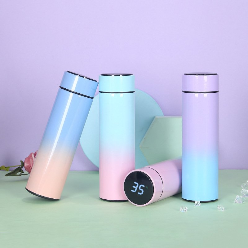 Custom Stainless Steel Smart Sport Bottle with LED Double Wall Vacuum Flask Water Mugs cangkir termosTemperature Display Thermos