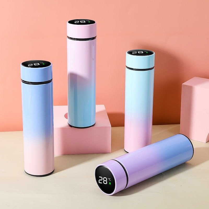 Custom Stainless Steel Smart Sport Bottle with LED Double Wall Vacuum Flask Water Mugs cangkir termosTemperature Display Thermos