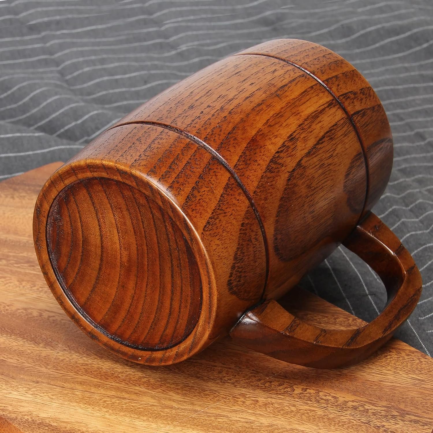 Wholesale Wooden Beer Mugs,Top Grade Natural Handmade Retro Brown Wood Cup with Handle for Tea Coffee Wine Beer Hot Drinks