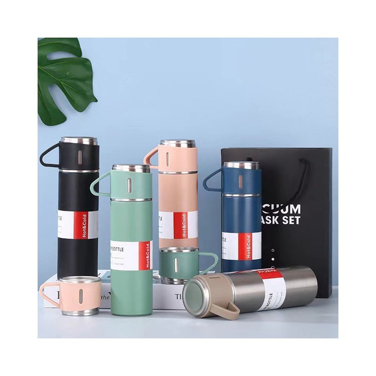 Flasks Vacuum Stainless Steel 500ml Tumbler Thermos Water Bottle Gift Box Set Cup 3 Lid vacuum flask set thermos mug gift set