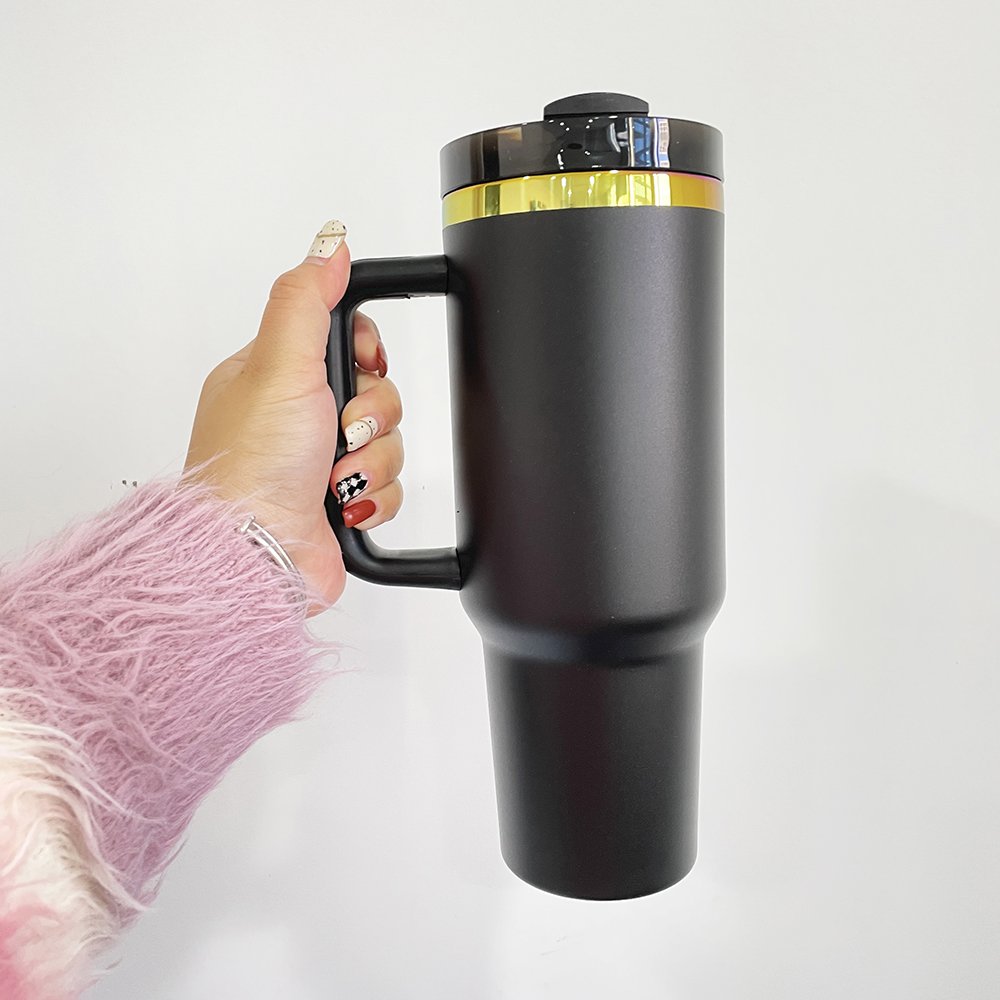 Halloween 40oz sublimation pumpkin orange water bottle mug with handle 40 oz rainbow plated travel coffee beer tumbler for vinyl