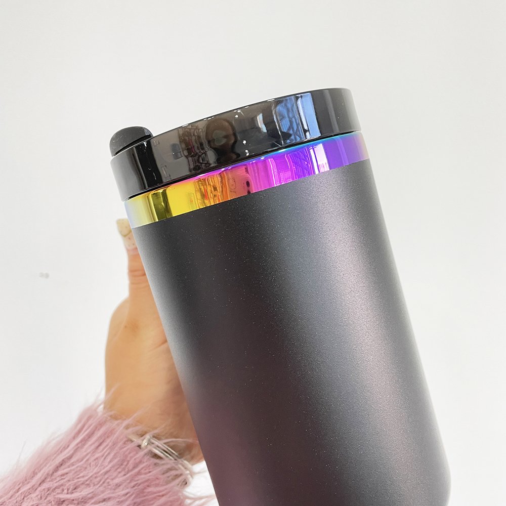 Halloween 40oz sublimation pumpkin orange water bottle mug with handle 40 oz rainbow plated travel coffee beer tumbler for vinyl