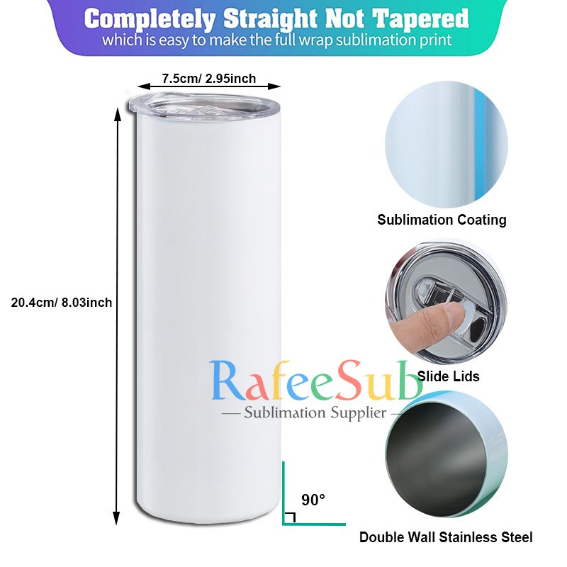 20oz Double Wall Vaccum Insulated Stainless Steel Water Cup Mug 20 oz Blanks Sublimation Skinny Tumbler With Slid Lid and Straw