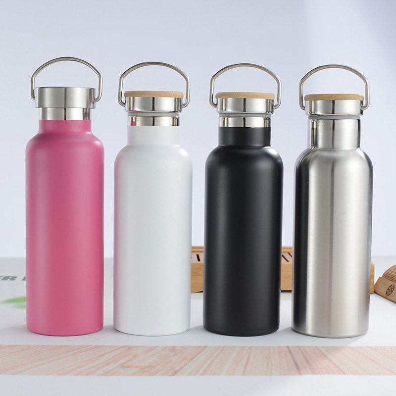 hydro sports traveling double wall stainless steel insulated vacuum flask with bamboo lid