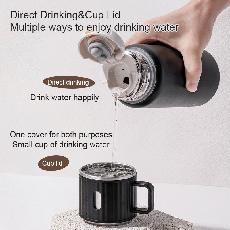 DILLER 500ml 730ml Outdoor Long-term Insulation Stainless Steel Vacuum Insulated Thermos Water Bottle Cup And Lid In One