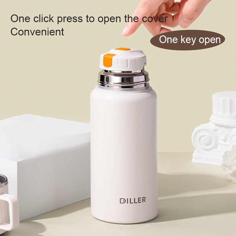 DILLER 500ml 730ml Outdoor Long-term Insulation Stainless Steel Vacuum Insulated Thermos Water Bottle Cup And Lid In One