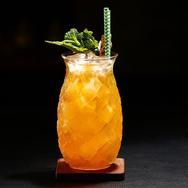 Y726 Warehouse Wholesale 400-450ml Pineapple Shape Water Mug Jar Juice Cup Milk Drink Glass
