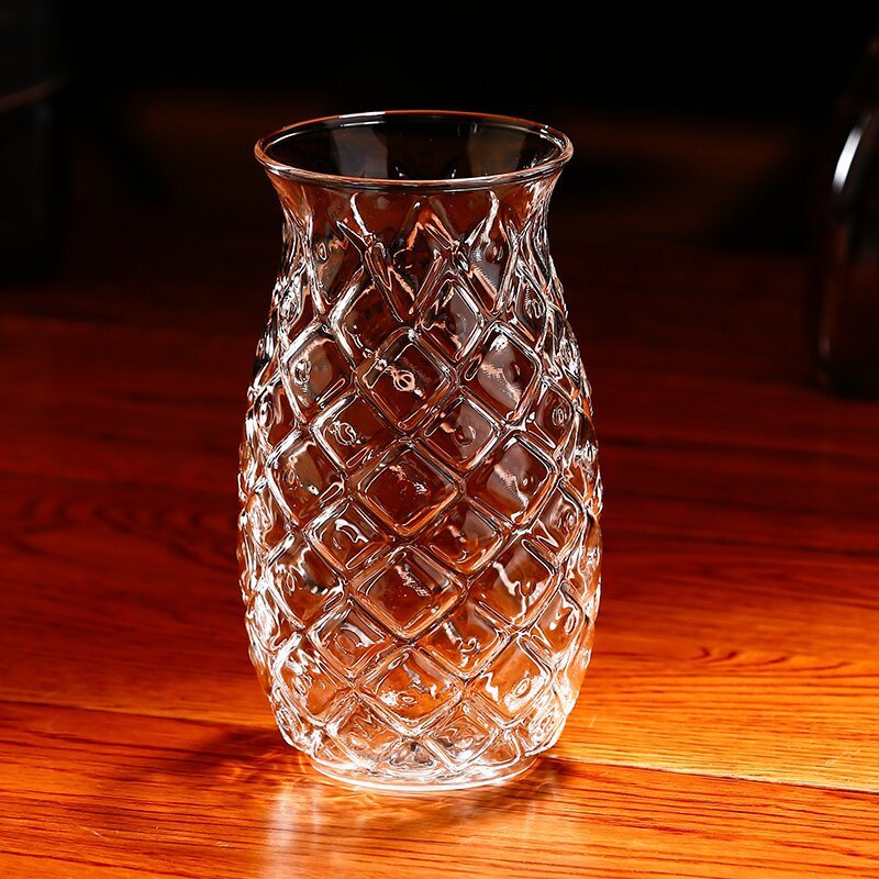 Y726 Warehouse Wholesale 400-450ml Pineapple Shape Water Mug Jar Juice Cup Milk Drink Glass