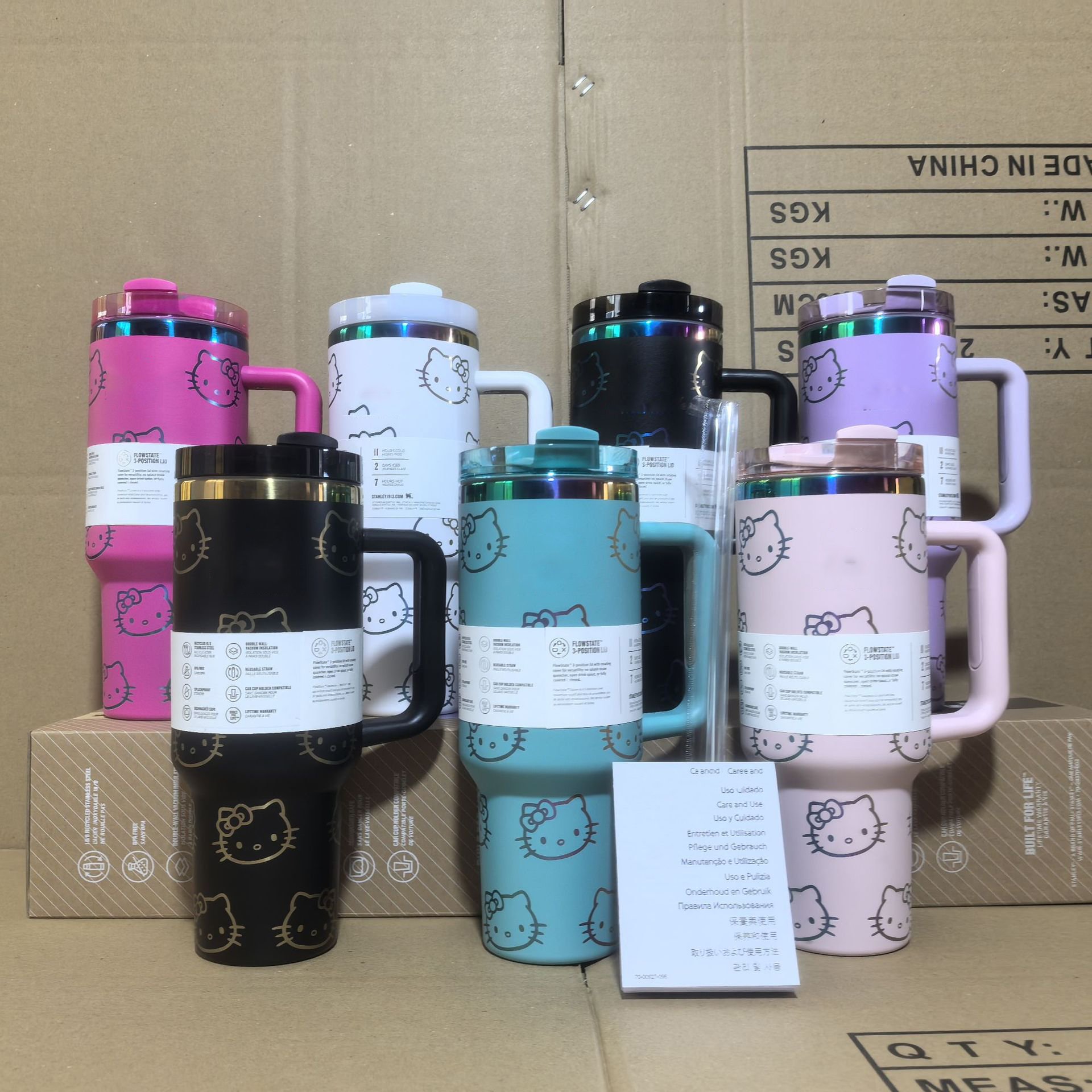 Hello Kitty 1200ml 40oz Coffee Mug Cup Stainless Steel Double Wall Vacuum Cup Outdoor Mugs Tumbler With Handle