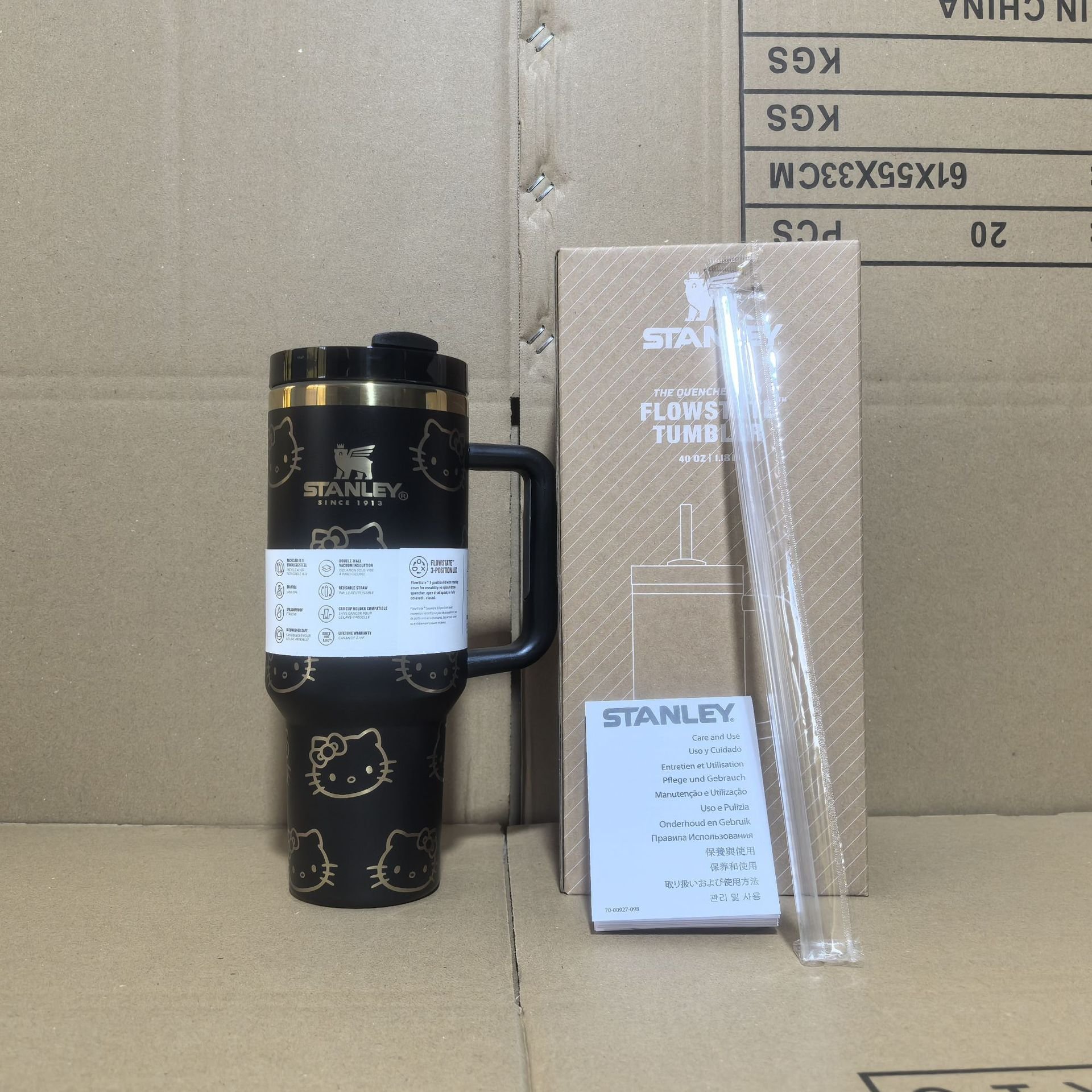 Hello Kitty 1200ml 40oz Coffee Mug Cup Stainless Steel Double Wall Vacuum Cup Outdoor Mugs Tumbler With Handle