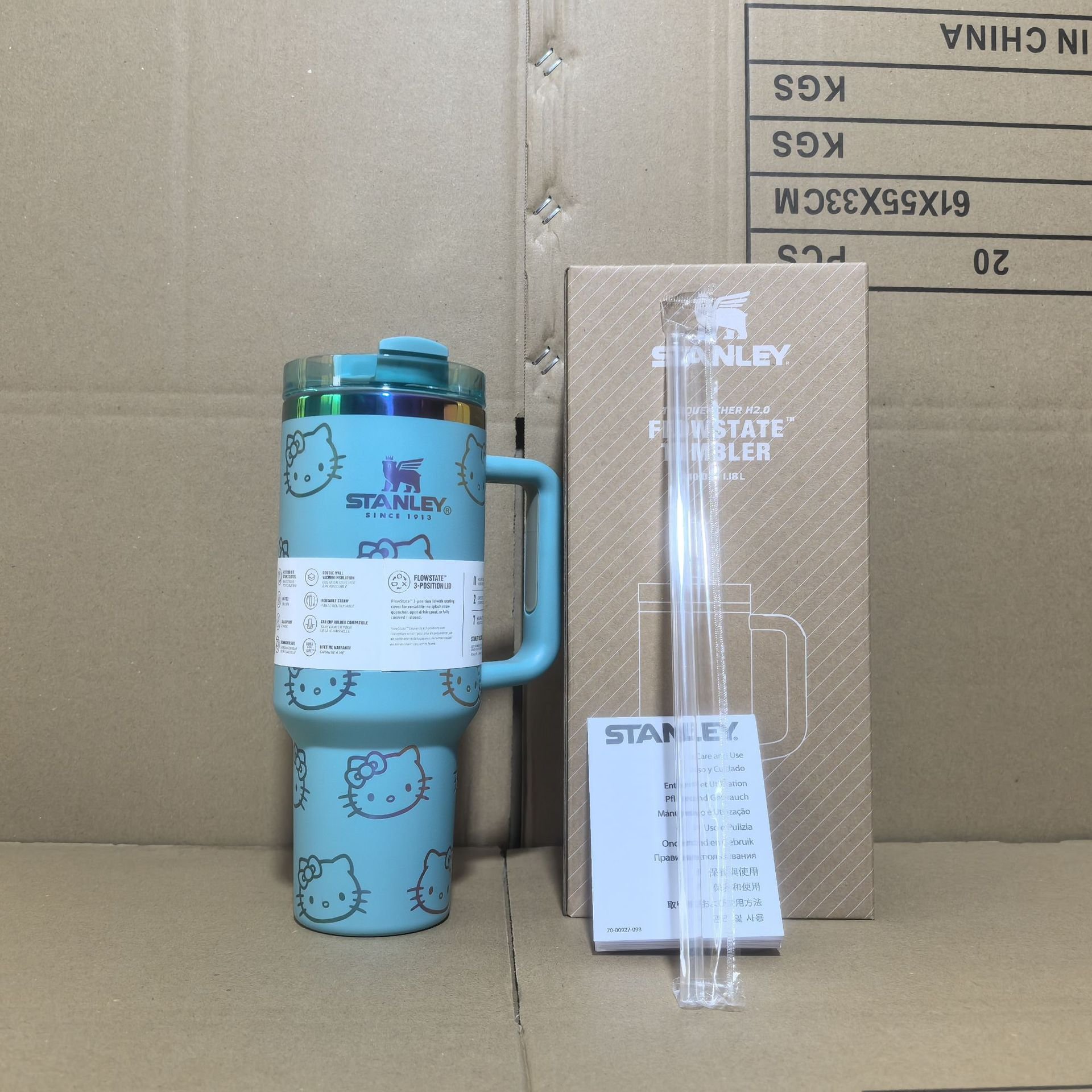 Hello Kitty 1200ml 40oz Coffee Mug Cup Stainless Steel Double Wall Vacuum Cup Outdoor Mugs Tumbler With Handle