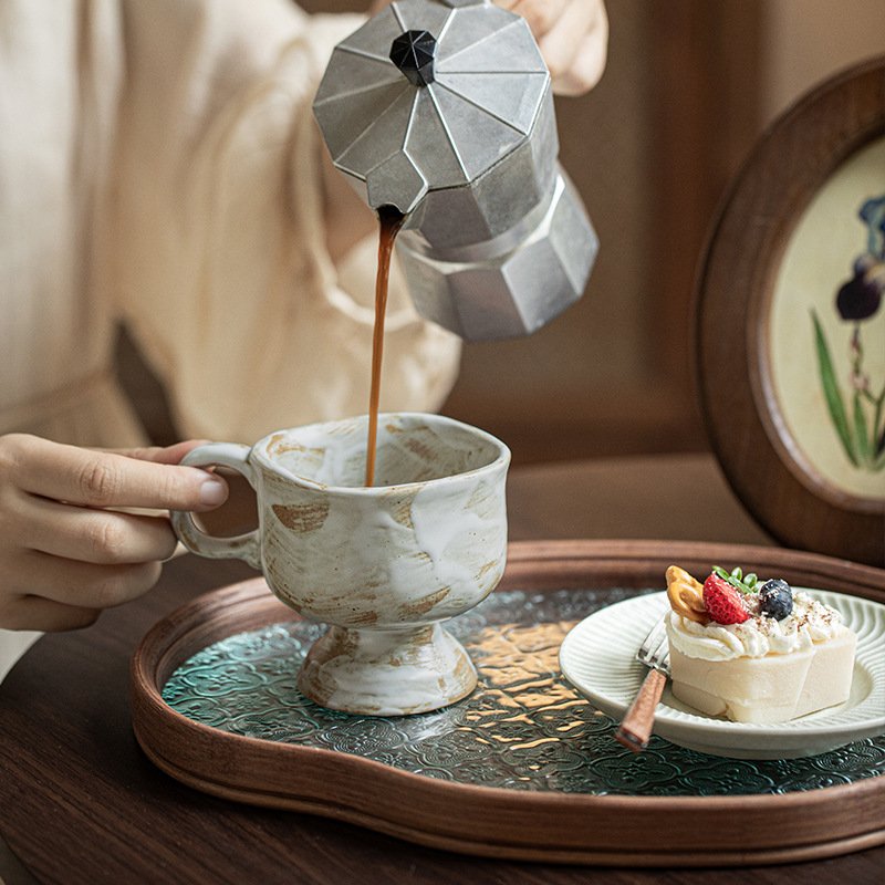 Lelyi French handmade retro ceramic goblet creative high value exquisite coffee mugs