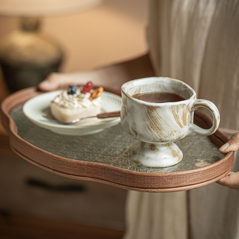 Lelyi French handmade retro ceramic goblet creative high value exquisite coffee mugs