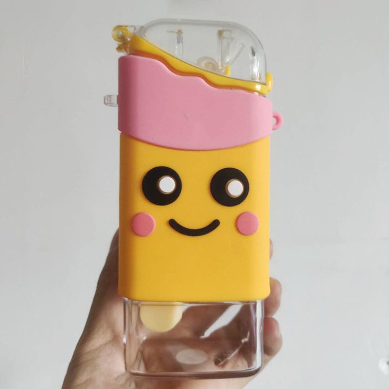 Hot Sales 300ml Portable Kawaii Plastic Fruit Cup New Reusable Kids Water Bottle in Ice Cream Shape with Lid Cute Gift Children