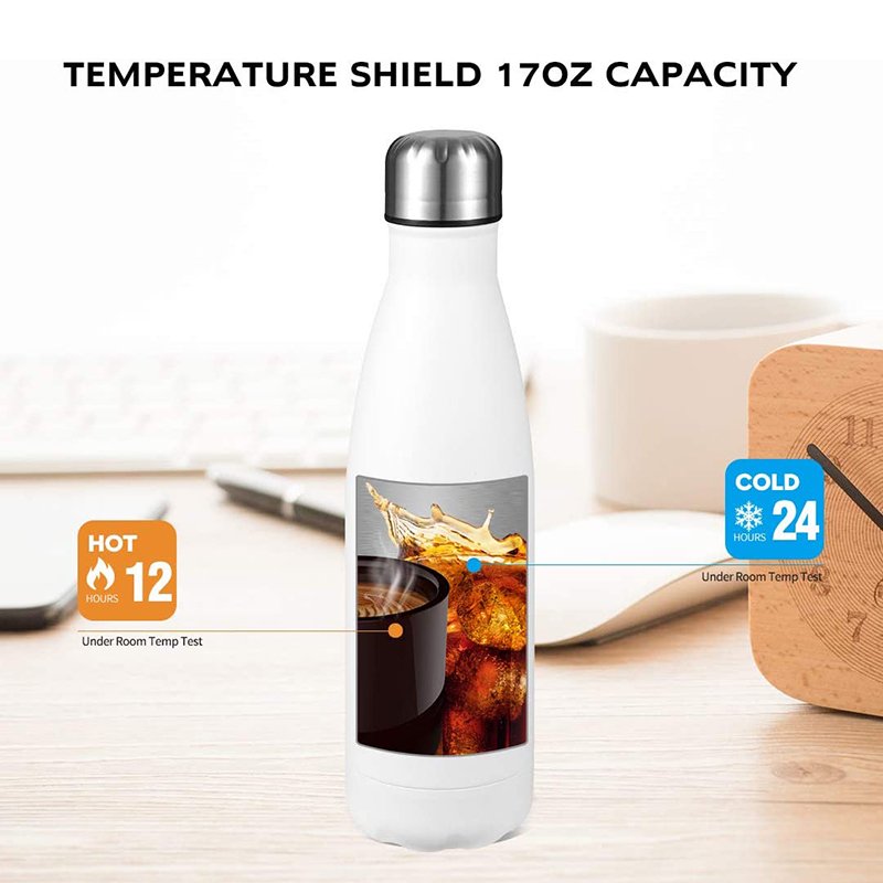 FACTORY PRICE 17oz custom cola travel shape double wall 304 thermos white stainless steel insulated vacuum flask water bottle