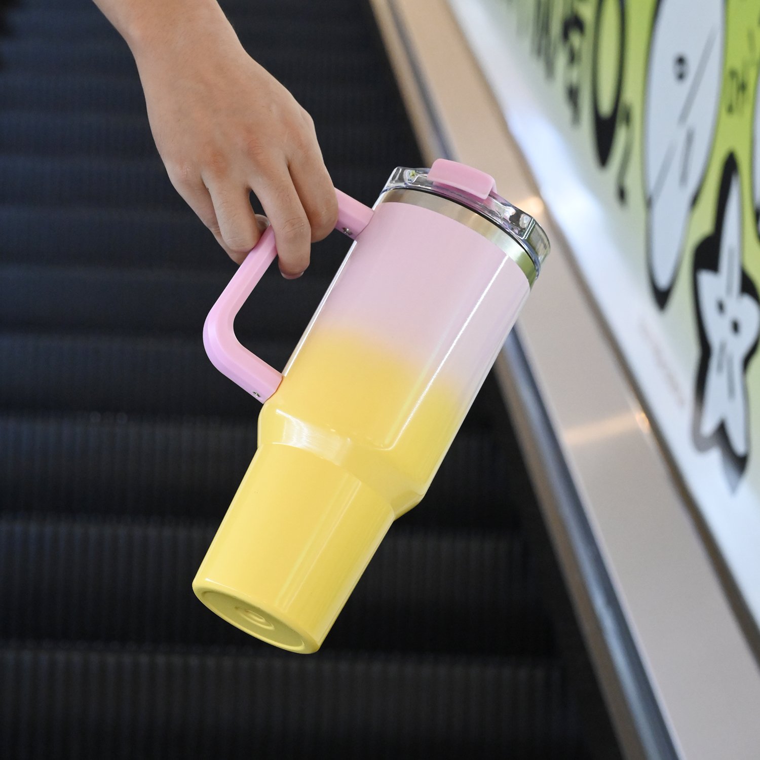 200pcs Custom logo double Walled Stainless Steel Travel Mug 40oz cup with Handle sublimation blanks Tumbler with straw