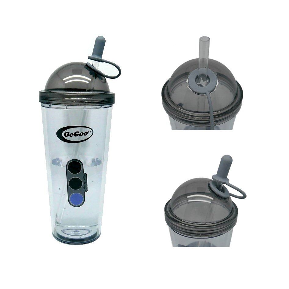 520ml Double Wall kids water bottle eco friendly Overmould clear bottlePlastic Wall Juicy coffee water coffee Mug With Straw