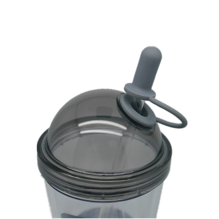 520ml Double Wall kids water bottle eco friendly Overmould clear bottlePlastic Wall Juicy coffee water coffee Mug With Straw