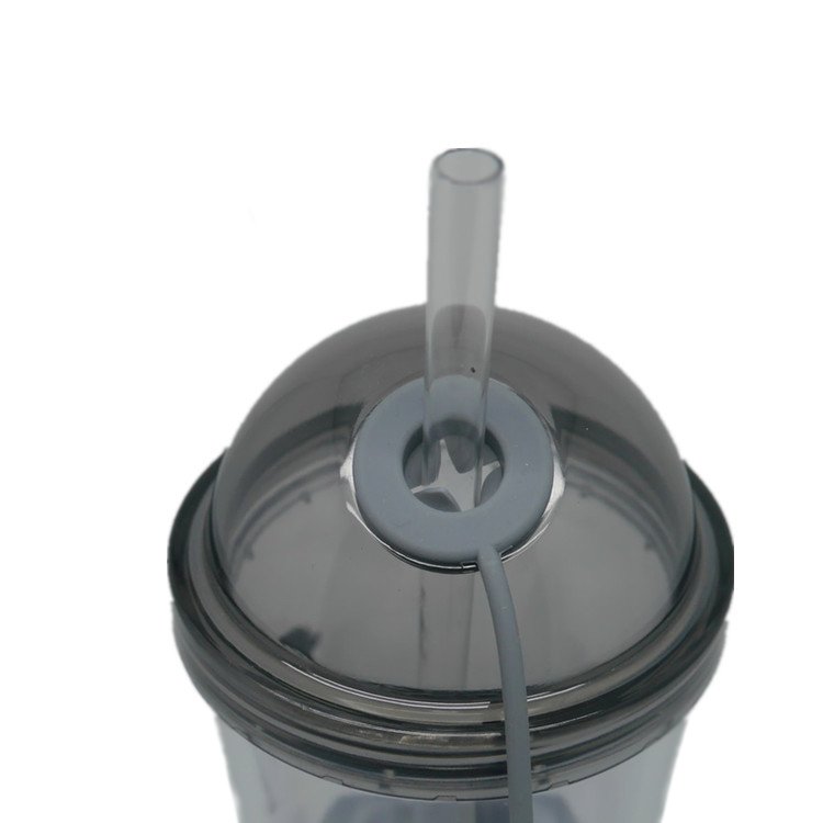 520ml Double Wall kids water bottle eco friendly Overmould clear bottlePlastic Wall Juicy coffee water coffee Mug With Straw