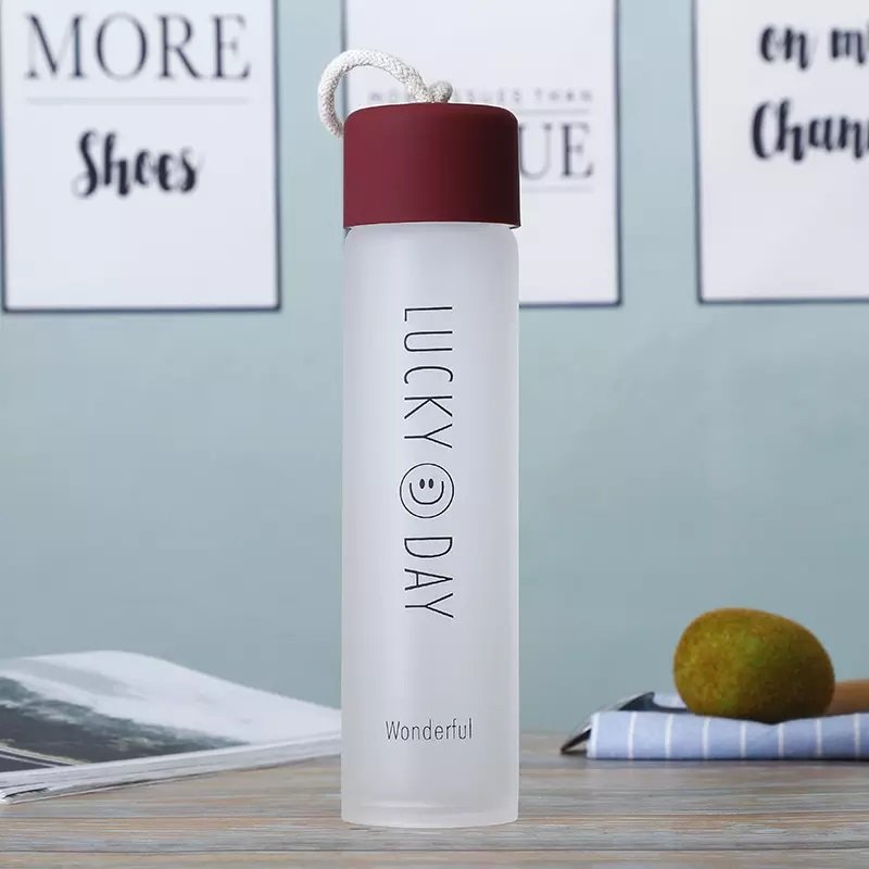 JZYZ Wholesale Sustainable Unisex 400Ml Water Bottle Creative Frosted Glass Water Bottle