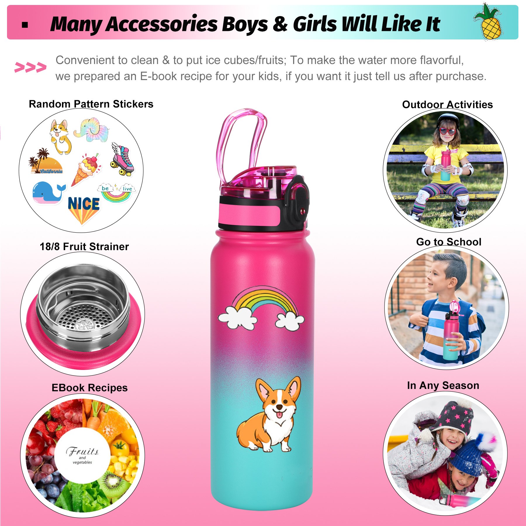 600ml 20oz Stainless Steel Sports Water Bottle Double Wall Thermos Portable Vacuum Flask Tumbler with Custom Logo